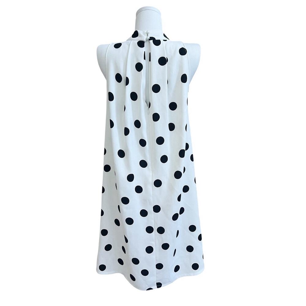 Ann Taylor White Black Polka Dot Shift A Line Dress Sleeveless Mock Neck Sz XS - Picture 2 of 4